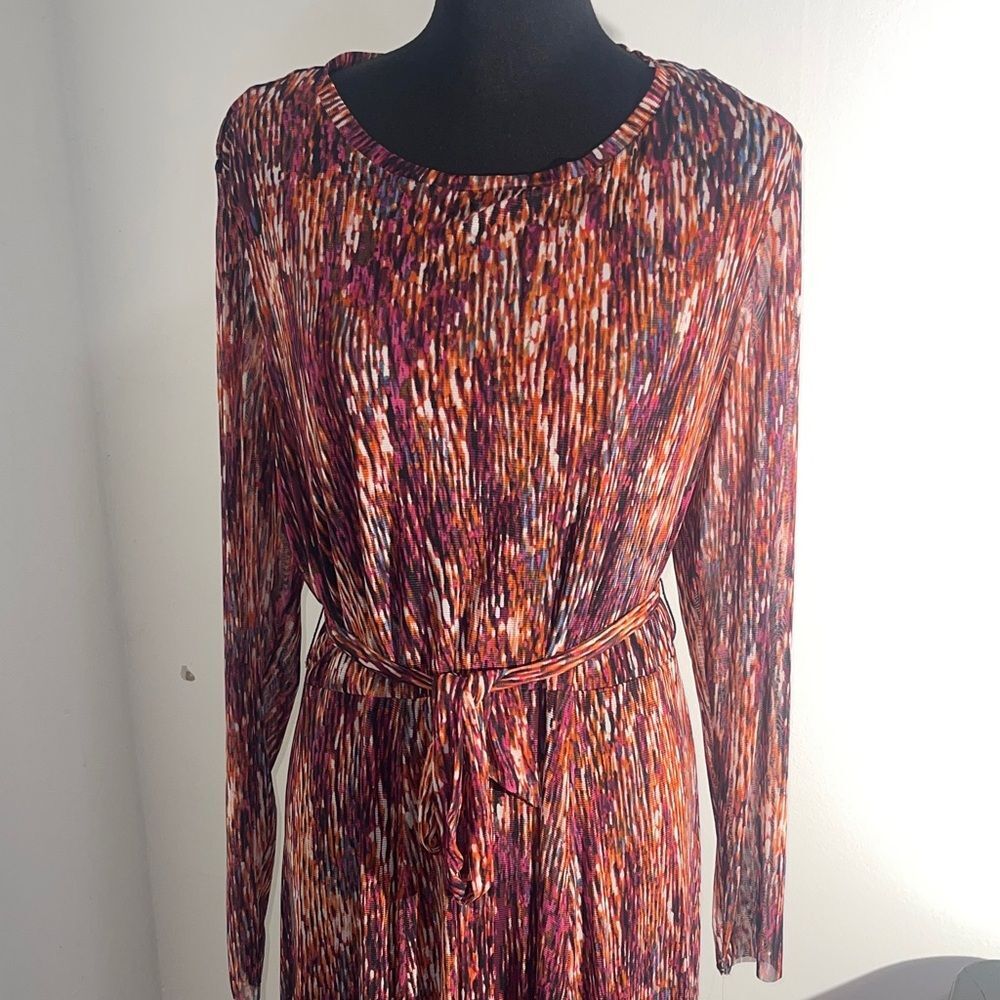 Sandra Darren XL Belted Maxi Dress Abstract Multicolor New With Tags - Picture 3 of 5